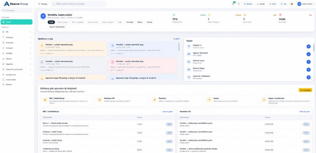 Main dashboard of the NGO Digital Management Platform built for IADK